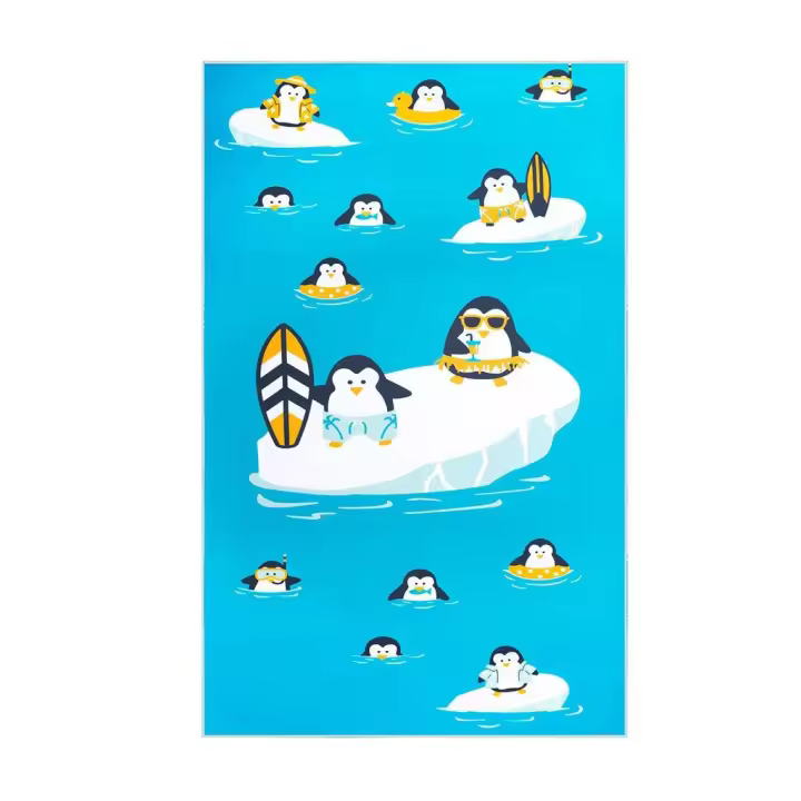 Toalla de Playa Grande,Toalla para gimnasio y piscinas, 100 X 160 cm, 100% Poliéster, Ultra-ligera y Secado rápido, Toalla de Camping con diseño original "Pingüino" - 1