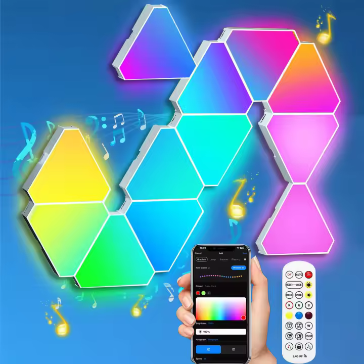 Lámparas De Triángulo USB Bluetooth 5V WiFi Luz LED RGB Para Ambiente De Juego Y Dormitorio Sincronización De Música Lámparas Mágicas Rítmicas - 1