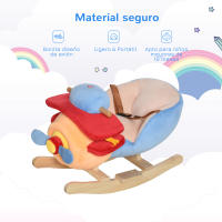 HOMCOM Caballo Balancín para Niños de +18 Meses Avión de Peluche con Música y Cinturón Seguridad Caballito Infantil 60x33x45 cm Multicolor - details 1