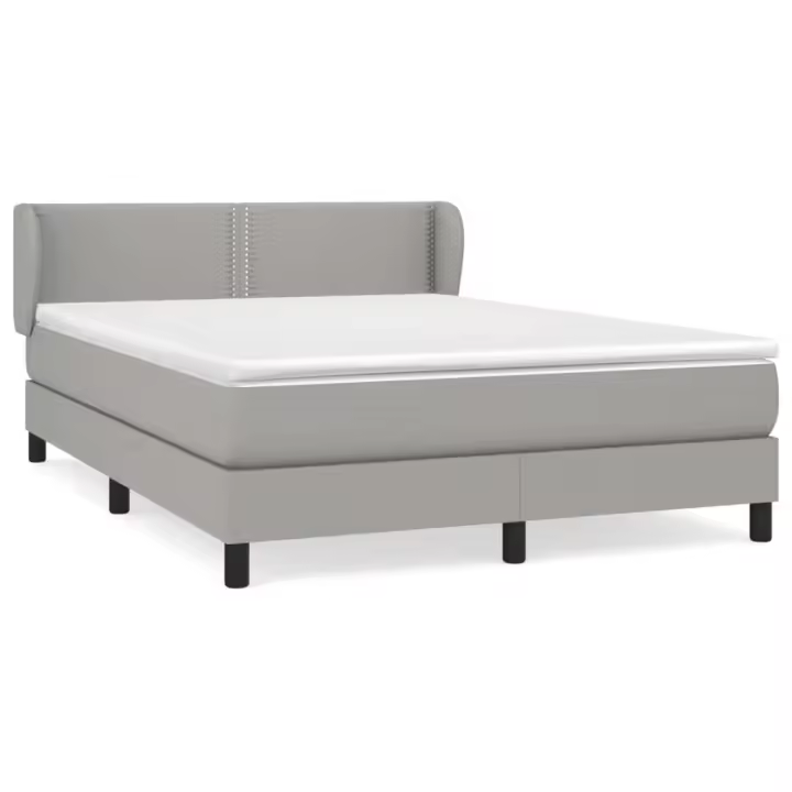 vidaXL Cama box spring con colchón tela gris claro 140x200 cm - 1