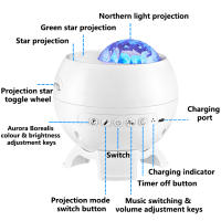 Proyector De Estrellas Aurora Lámpara Nocturna Pequeña Con Ambiente Galaxia Luz De Invierno Recargable USB Altavoz De Cielo Estrellado - details 7
