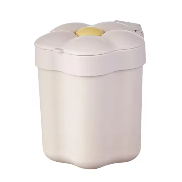 Mini Papelera De Escritorio Lindo Papelera De Baño Oficina Dormitorio Vanidad Almacenamiento De Bote De Basura Redondo PP - 1