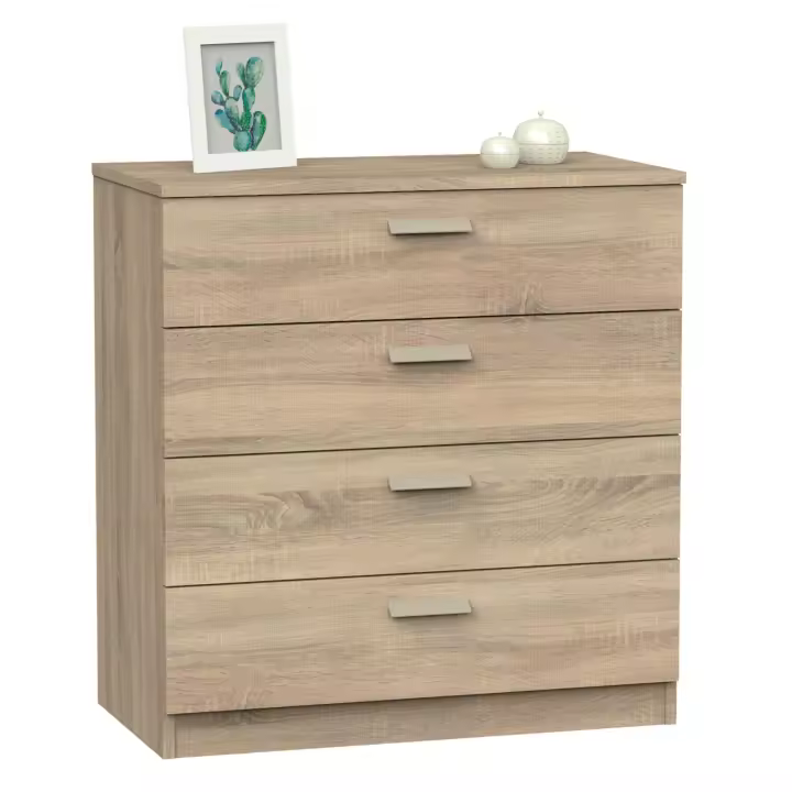Briebe Nova Cómoda Dormitorio, Cajonera 4 Cajones, Sinfonier 78x74x40 cm (Alto x Ancho x Profundo), , Madera - 1