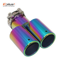 Eplus Tubo De Escape De Estilo Para Coche Muffler Universal Dual Salida De Acero Inoxidable Tamaño Variado Throat Pipe Tip Flat - details 7