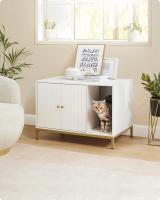 Armario para Gatos con Patas Altas - Elegante Mueble para Arena, 80x50x55 cm, Blanco y Dorado - details 1
