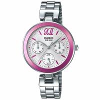 Casio Dress Ltp-e407d-4avdf Reloj De Pulsera Analógico Con Calendario Multifunción Para Mujer. Color Plateado. Bisel Rosa - details 2