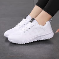 Zapatos De Mujer Transpirables Casual Para Caminar Tenis Feminino Con Cordones Suela Plana En Colores Rosa Blanco Material Superior De Malla - details 11