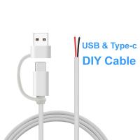 Cable De Carga Y Extensión USB Tipo C a 2 Pin 2 Cable Adaptador Conector DIY Para Reparación De Cordones 5V 2A PVC - details 0