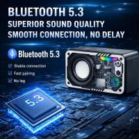 Altavoz Bluetooth Portátil 4W con Sonido Envolvente 3D y Luces LED RGB Sincronizadas con la Música, Impermeable IPX5, Bluetooth 5.3, Batería Recargable 6H, Ranura Tarjeta TF, Mini Altavoz Compacto para Playa, Viajes y Exterior – Negro - details 1
