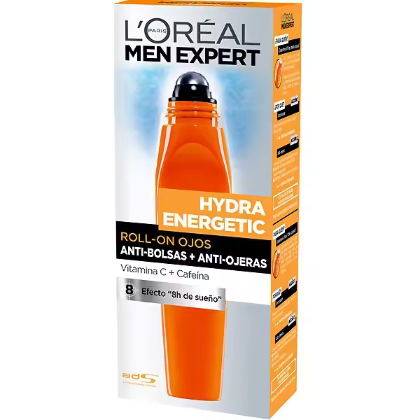L'OREAL MEN EXPERT Hydra Energetic roll-on para ojos anti-bolsas + anti-ojeras dosificador 10 ml - 1