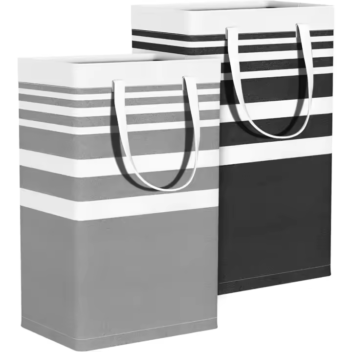 Cesta de Lavadería (paquete de 2), cesta de Tela impermeable plegable de 75 L, cesta grande para proteger ropa Sucia con ASA, Bolsa para ropa Sucia para dormitorio, baño y habitación infantil. - 1