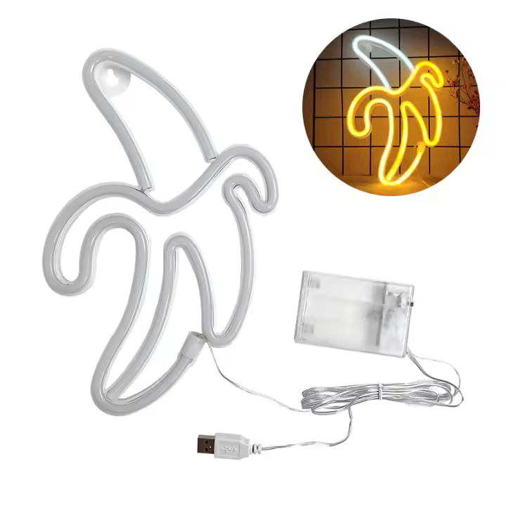 Luces LED Neón USB De Banano Para Decoración De Pared En Habitaciones Bodas Cumpleaños Juego Cuarto Con Alimentación USB Y Batería - 1