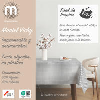 Mantel Petit Vichy , teflon confeccionado , antimachas y resistente al agua, decorativo para comedor o cocina, varios colores y tamaños - details 2