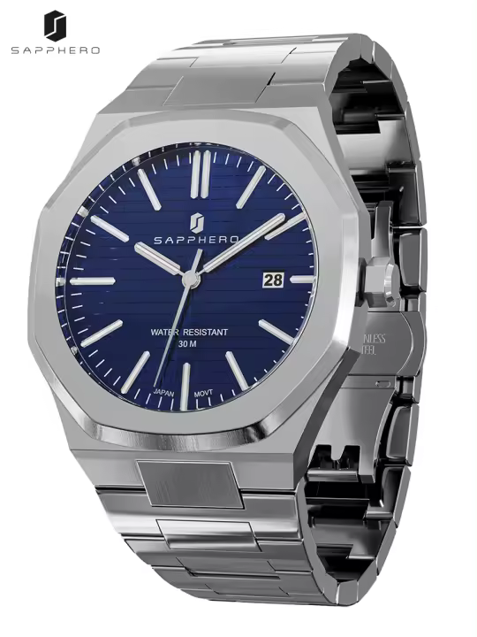 Reloj De Pulsera Para Hombre SAPPHERO Lujo Resistente Al Agua Luminoso Cronógrafo Acero Inoxidable Cuarzo Reloj Hombre - 1