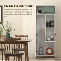 HOMCOM Armario Multiusos Armario Escobero con 2 Puertas Compartimiento Abierto y Estante Ajustable para Salón Lavadero 70x35x188 cm Blanco - details 6