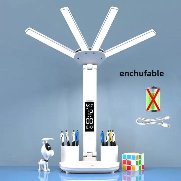 Lámpara De Mesa Recargable Para Estudio Con Ventilador Y Pantalla LED Lámpara De Lectura Sin Sombrilla Control Táctil Certificación CCC CE Material ABS Y PVC Estilo Contemporáneo - 1