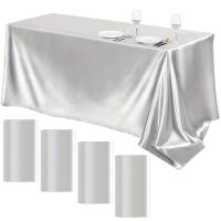 Mantel De Seda Rectangular Para Bodas Y Fiestas Navideñas Baño De Bebé Cumpleaños Decoración De Banquete Y Comedor En Casa Color Blanco - details 5