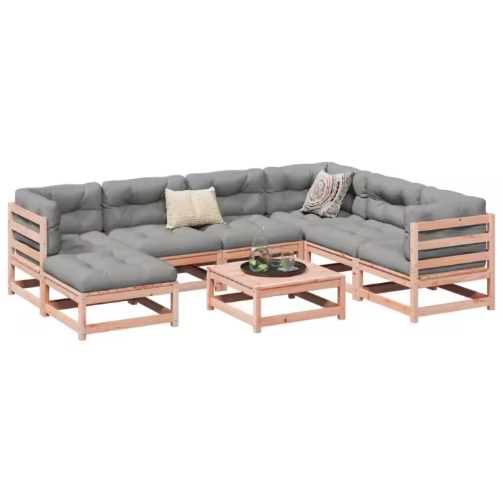 vidaXL Set de sofás jardín 8 pzas con cojines madera de abeto Douglas - 1