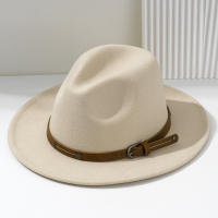Nueva Moda Sombrero Fedora De Lana Para Hombre Otoño Invierno Amplio Algodón Imitación Paja Mujer Iglesia British Hat - details 3