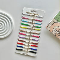 Set De 12 Pulseras De Color Inlazadas Con Diamantes Para Hombres Y Mujeres Estilo Minimalista Y Temperamental Pulsera De Encaje - details 0