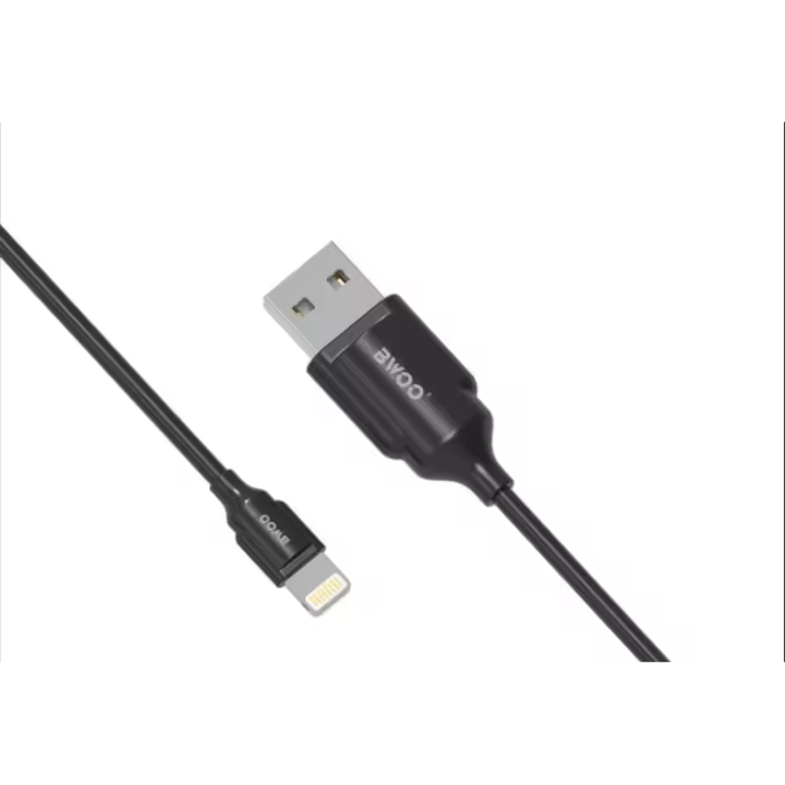 BWOO X111L ⋆ Cable de carga y datos ⋆ Conector APPLE LIGHTNING 8 PIN ⋆ Carga rápida 2.4A ⋆ Compatible con IPHONE, IPAD e IPOD ⋆ USB 2.0 ⋆ Longitud 1 metro ⋆ Color negro ⋆ Ideal para sincronización y carga diaria ⋆ Diseño resistente y flexible - 1