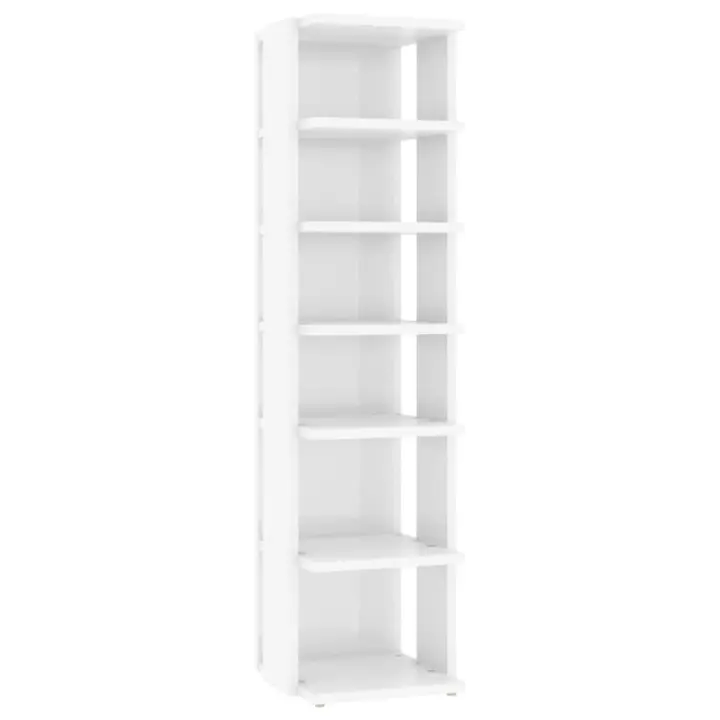 Mueble zapatero madera ingeniería blanco brillo 27,5x27x102 cm - 1