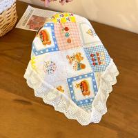 Fular De Encaje Cuadros Rojo Para Mujer Accesorio De Cabello Estilo Retro Triangular Para Viajes Y Fotografía Bandana De Algodón Adecuada Para Todas Las Estaciones - details 22