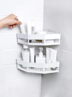 1PC Estante De Almacenamiento Triangular De PP Para Pared Organizador De Esquina Para Baño Tipo Adhesivo Para Lavabo - details 0