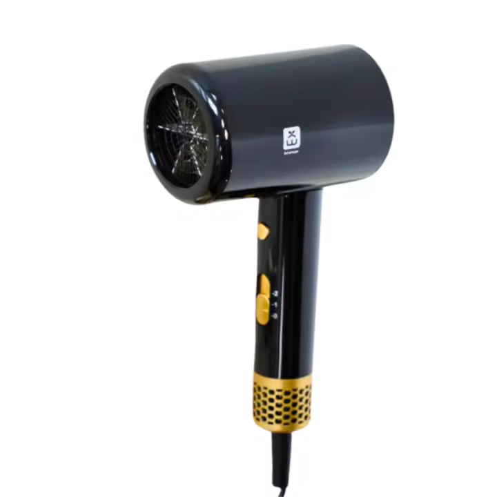 Secador de pelo silencioso con tecnología de iones negativos, protege el cabello y reduce el frizz. Potente motor de 1600W - 2000W,  trae boquilla dorada. Ligero (500 g) y cómodo, ideal para salones o uso diario en casa al mejor precio - Extrahouse - 1