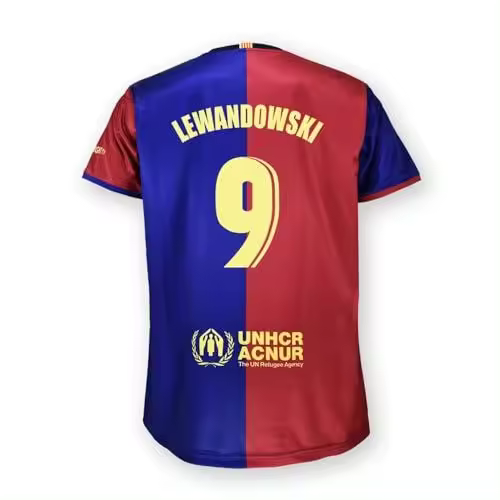 FC Barcelona Primera Equipación Temporada 24/25 - Réplica con Licencia Oficial, Camisa, Unisex Adulto, Lewandowski - 1
