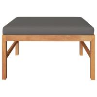 vidaXL Reposapiés con cojín madera maciza de teca Crema, Gris oscuro, Conjunto Terraza Muebles Jardín Exterior Juego de Muebles de jardín Mueble Jardín Exterior Muebles de Salon Exterior - details 1