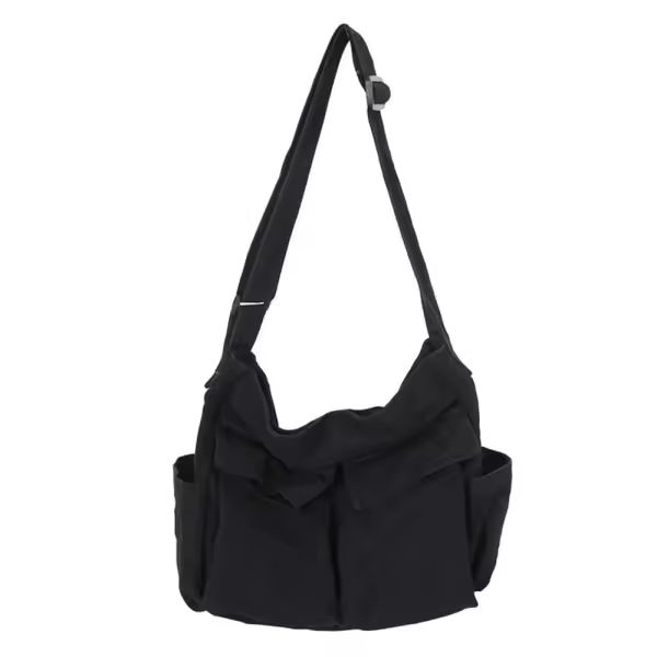 Bolso bandolera para Colegio, vintage Estilo, de Lona Negra, reclinable, para Mujer - 1