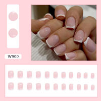 24pcs/set Uñas Postizas Cuadradas Cortas En Blanco Estilo Francés Accesorios De Uñas Falsas En Resina Para Manicura Rápidas - details 2