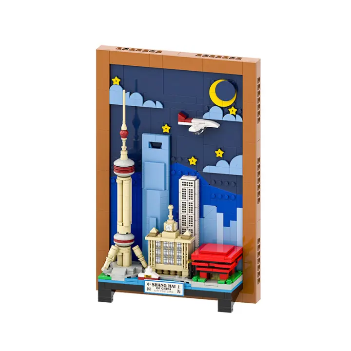 Bloques De Construcción Pequeños WG4921 Murales De La Ciudad De Shanghai Juguete Decorativo Para Niños Regalo Para Niños - 1