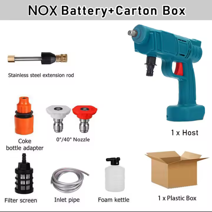 Gisam-Pistola de lavado de Coche de alta presión inalámbrica, Pistola de lavado de Agua Eléctrica, badería recargable, Limpiador de agua en aerosol, herramientas Eléctricas - 1