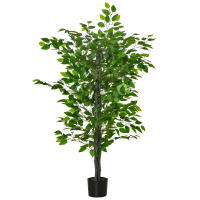 HOMCOM Planta Ficus Artificial 135 cm en Maceta con 756 Hojas Planta Sintética Realista para Interior y Exterior Planta Artificial Decorativa para Hogar Salón Oficina Verde - details 0