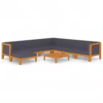 VIDAXL 3058133 conjunto de muebles exteriores para jardín fabricados en acacia natural con cojines gris oscuro vida xl - 1