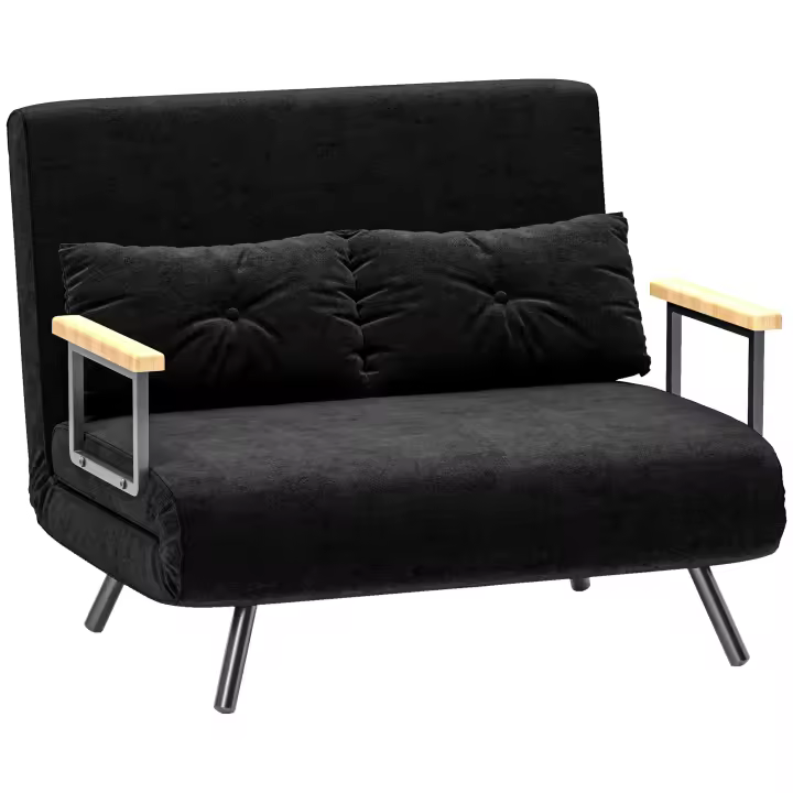 HOMCOM Sofá Cama Convertible 3 en 1 Sillón Cama de 2 Plazas Plegable con Respaldo Ajustable de 5 Niveles y 2 Almohadas Acolchadas para Oficina Dormitorio Salón 102x73x81 cm - 1