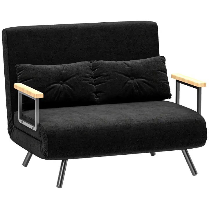 HOMCOM Sofá Cama Convertible 3 en 1 Sillón Cama de 2 Plazas Plegable con Respaldo Ajustable de 5 Niveles y 2 Almohadas Acolchadas para Oficina Dormitorio Salón 102x73x81 cm - 1