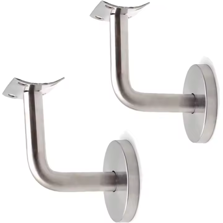 Soporte de pasamanos de acero inoxidable, fijación para pasamanos, soporte de pared de madera con roseta de cubierta (2 piezas) - 1