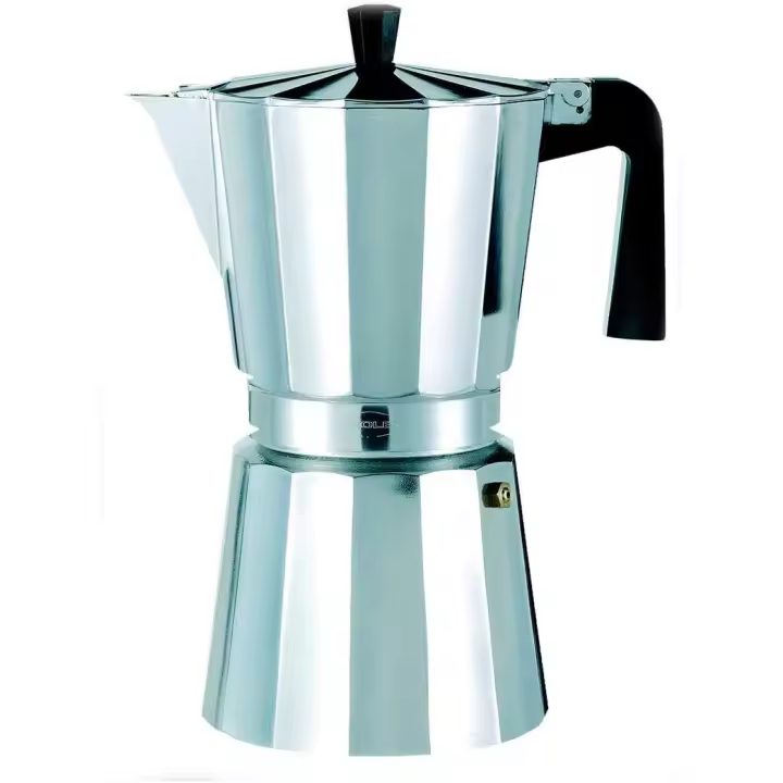 Cafetera italiana Oroley New Vitro de estilo tradicional de 1, 3, 6, 9 y 12 tazas en color aluminio apta para vitrocerámica, fuego y gas - 1