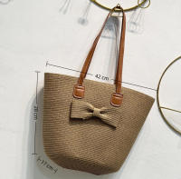 Bolso de Playa de Paja con Lazo EILV– Bolso Verano Mujer, Estilo Elegante y Ligero, Asa Larga Imitación Cuero - details 0
