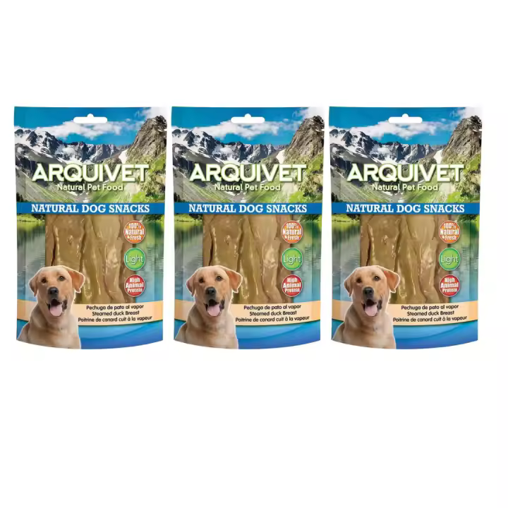 Snacks para Perros Pechuga de pato al vapor 100 g (pack de 3 unidades) Arquivet - 1