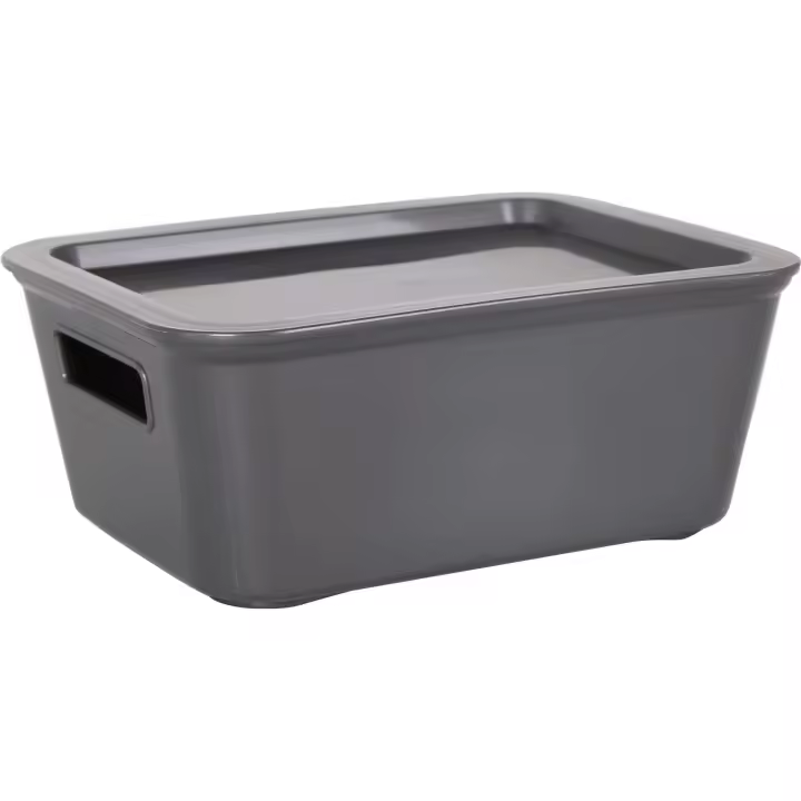 Tontarelli - Caja Pequeña 18x14x7 cm con Tapa Bella Antracita - Espaciosa y Resistente, Organizadora Apilable - 1