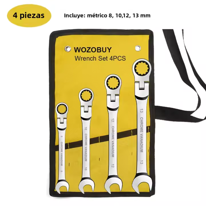 Conjunto De Llaves De Encaje WOZOBUY Con Cabeza Flexible De 180° Tamaños 6-22mm 72 Dientes Acero De Cr-V Con Bolsa Organizadora - 1