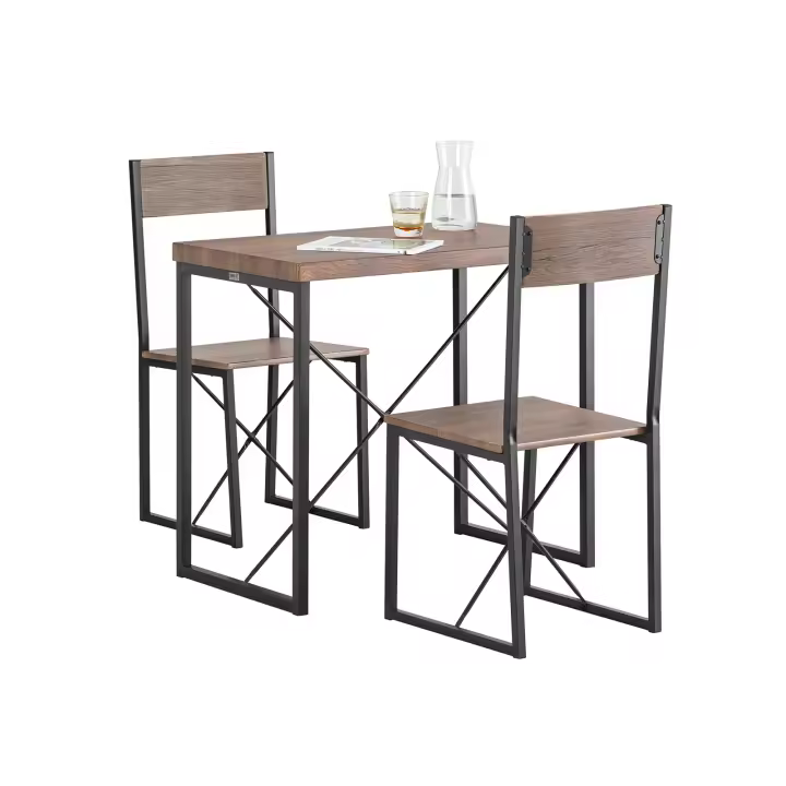 SoBuy OGT19-N Juego de 1 Mesa y 2 Sillas para Comedor Sala Cocina MDF y Metal ES - 1