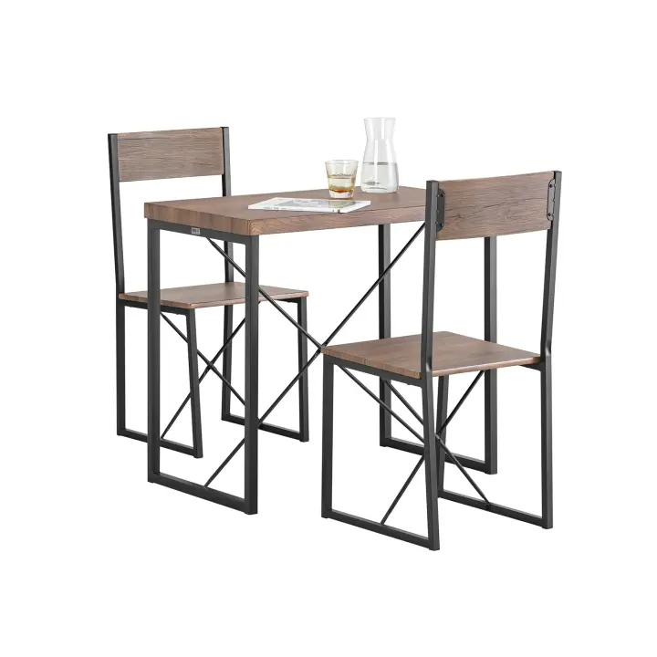 SoBuy OGT19-N Juego de 1 Mesa y 2 Sillas para Comedor Sala Cocina MDF y Metal ES - 1