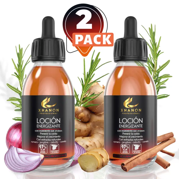 Aceite con Romero para el Crecimiento del Cabello - Fórmula 97% de Origen Natural - Con extractos Vegetales - Loción energizante - Romero Canela Jengibre Cebolla (x2 PACK) - 1