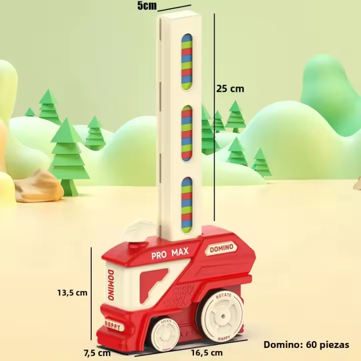 Juego De Dominoes Colorido Automático Para Niños Set Educativo Inteligente De Coche Eléctrico Y Torreón DIY Regalo De Rompecabezas - 1