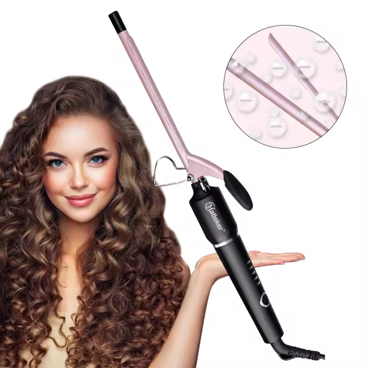 Hatteker 9mm Rizador De Pelo Cerámico pro Con Temperatura Constante Y Turmalina Para Uso En Salón De Belleza Seco Y Húmedo - 1
